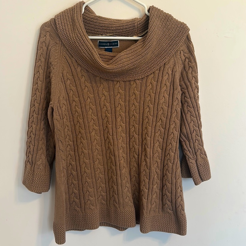 Karen Scott Women’s 3/4 Sleeve Sweater Brown